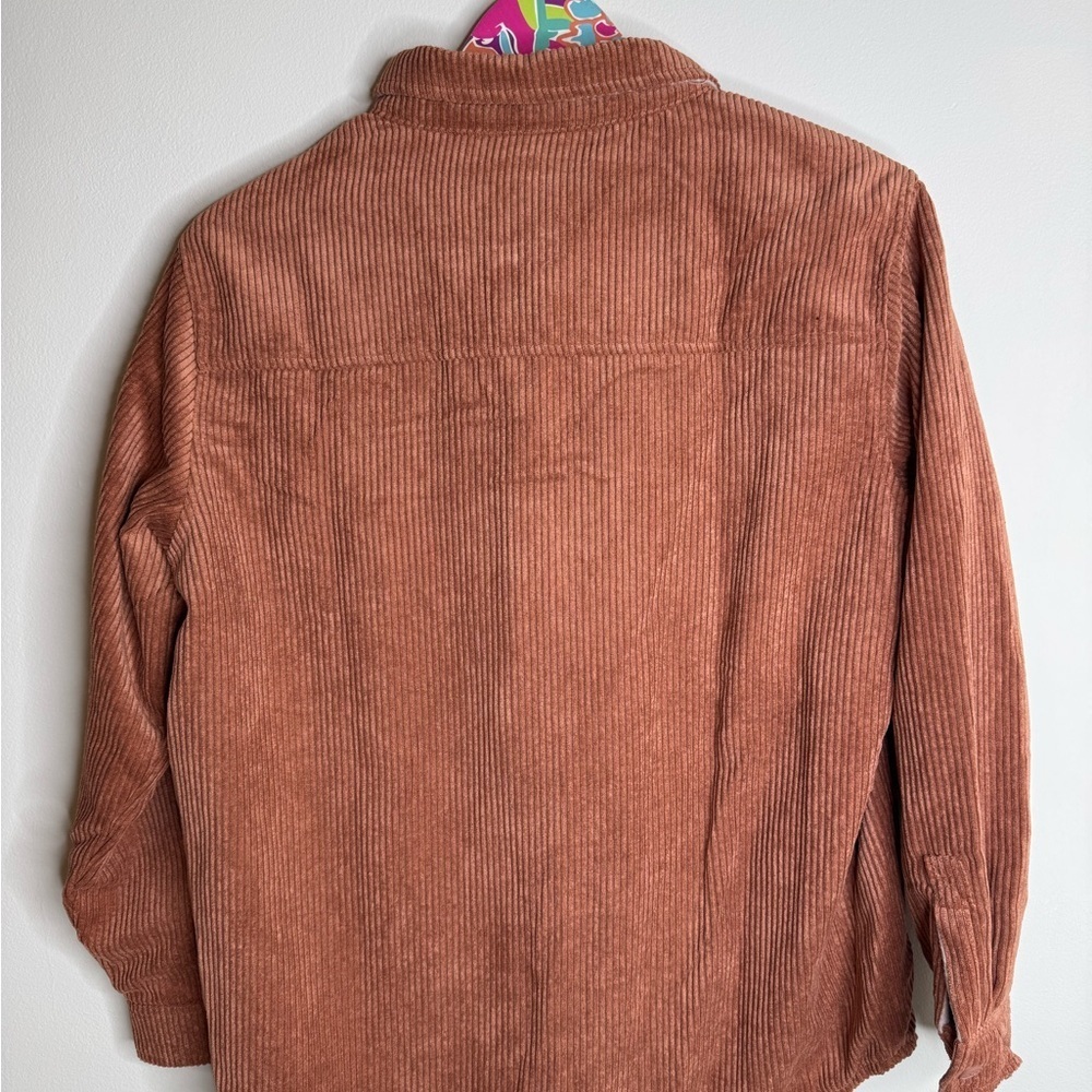 Love Tree | Reversible Corduroy Button-Up Jacket - Dark Orange, and Pink Plaid - Picture 7 of 14